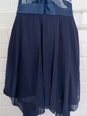 Navy Chiffon A-Line Women's swimsuit with build in shorts.